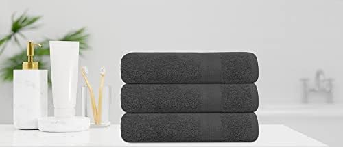 6-Pack 100otton Terry Bath Towels - 24x50 - Grey - Quick Dry Absorbent