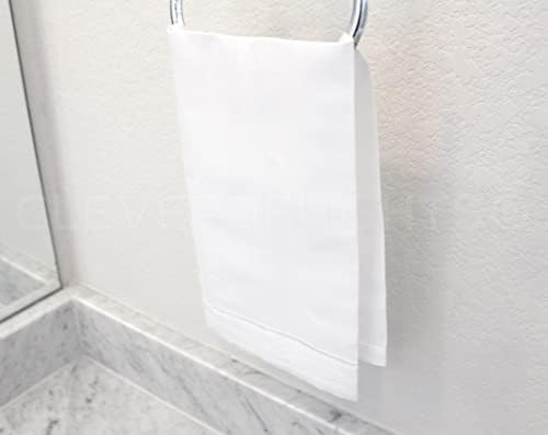 CleverDelights White Hemstitch Hand Towels 14 x 22 Set of 6