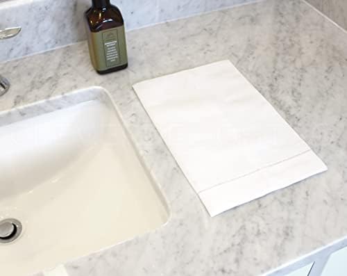 CleverDelights White Hemstitch Hand Towels 14 x 22 Set of 6