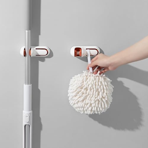 Dormercy Fuzzy Ball Towels 2 Pack White with 4 Clips