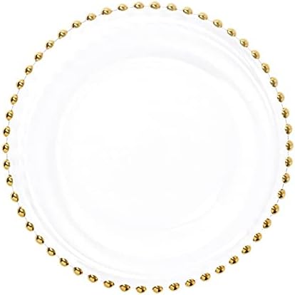 Stylish Nordic Gold Bead Glass Dinner Plate for Everyday Use