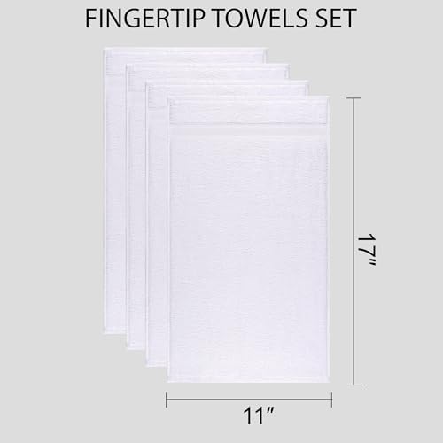 Quick-Dry Soft 11x17 Fingertip Towels - 4 Pieces White