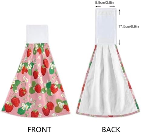Cute Strawberry Pink Kitchen Hand Towels Set of 2
