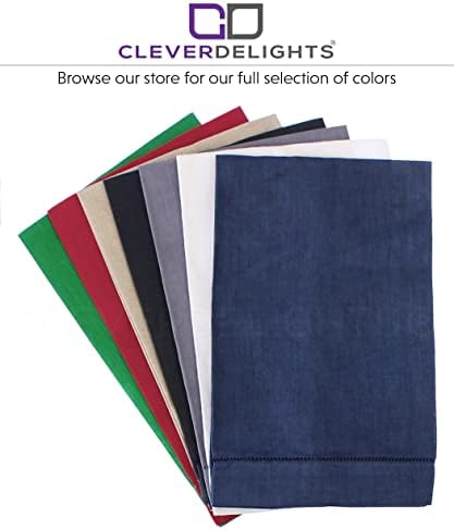 CleverDelights White Hemstitch Hand Towels 14 x 22 Set of 6