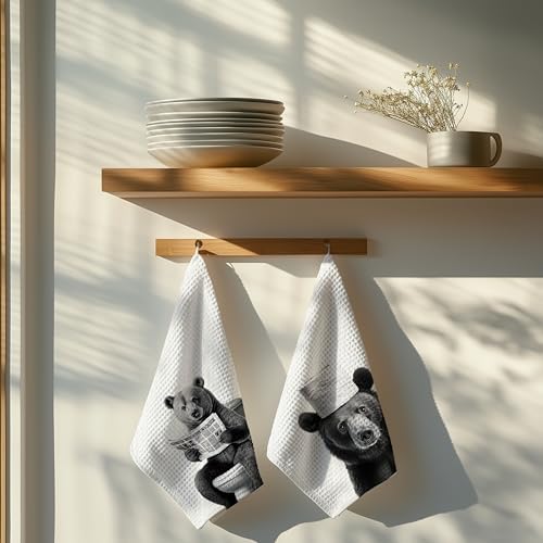 Funny Bear Hand Towels for the Bathroom 2 Piece Set