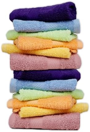 100 Cotton 12x12 Washcloths Ultra Soft Pack of 12