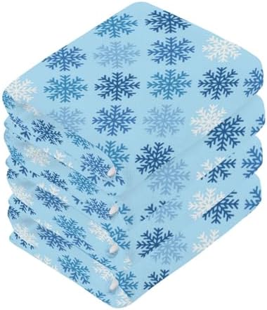 YettasaBin Blue Snowflake Washcloth Set
