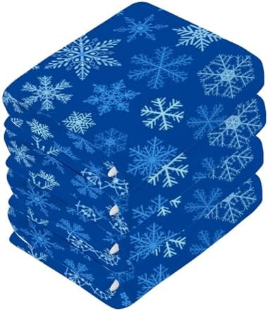 Christmas Blue Snowflake Soft Reusable Washcloth Set for BathroomBedtime