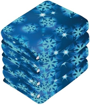 Blue Christmas Snowflake Washcloth Set for Washes
