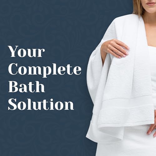 Luxury White Bath Towels Set - 100 Turkish Cotton - 8-Piece