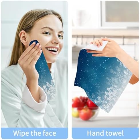Blue Christmas Snowflake Washcloths 2 Pack