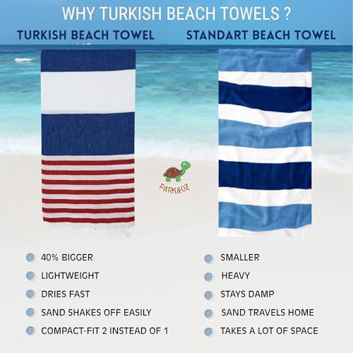 Park Oz Turkish Beach Towel - 100 Cotton Fast-Dry Everyones Favorite