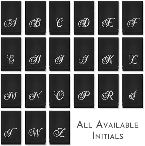 KLL Monogrammed Towels Set - 11x18 Inch Fingertip Embroidered Towels for Bathroom