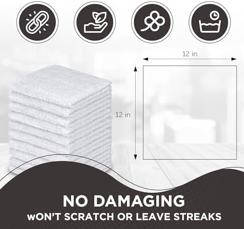 10-Pack Soft Absorbent Cotton Wash cloths for Home Kitchen