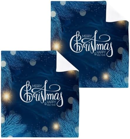 Merry Christmas Blue Washcloth Set Soft Absorbent Reusable for Baby