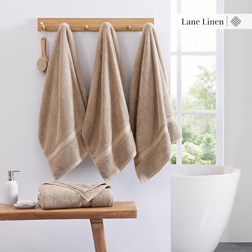 LANEE LINEN 100 Cotton Bath Towels Set of 4 Taupe