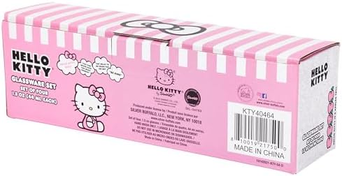 Silver Buffalo Sanrio Hello Kitty Fruit Strawberry 4 Pack Mini Glass Set