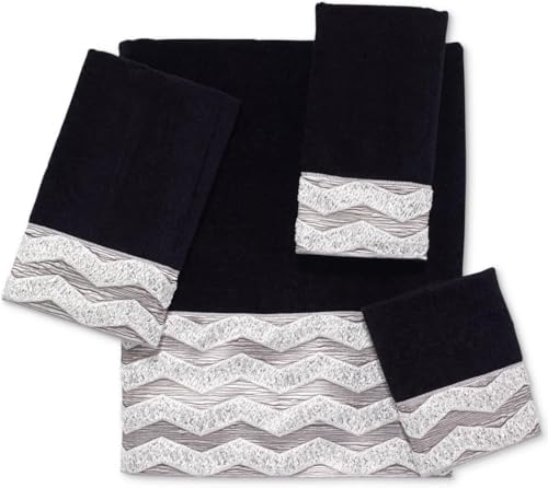 Fingertip Cotton Towel Soft Absorbent Chevron Galaxy Black