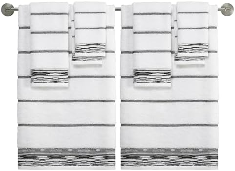 Nicole Miller New York - Bath Towels Sydney Collection WhiteBlack Set of 2