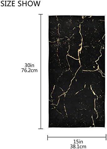 Wamika Black Gold Marble Hand Bath Towels Set - Soft Absorbent Durable