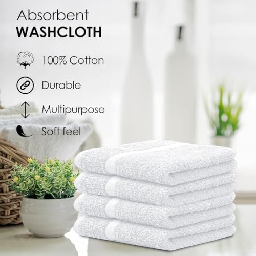 Avalon Towels Cotton Washcloths - Pack of 24 12x12 Inches