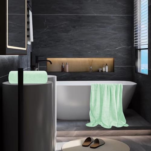 Extra Large Microfiber Bath Towel Set 35x70 Inches 2PCS Green 1
