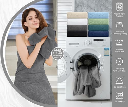Extra Large 4-Pack Bath Towels 35x70 Dark Gray Soft Quick-Dry
