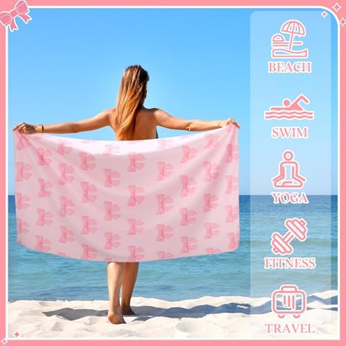 Adorable 4-Piece Pink Bow Beach Towels Set