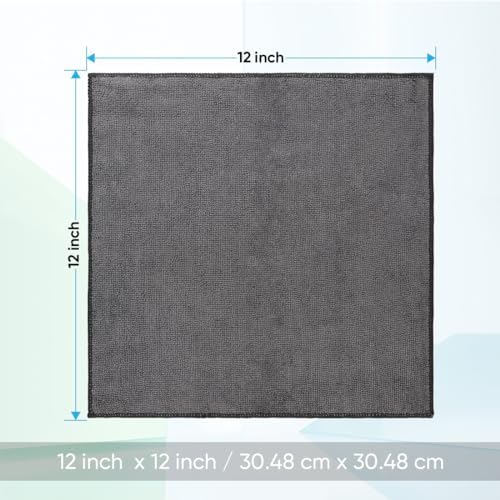 HOMEXCEL Microfiber Washcloths 12 Pack Grey 12x12