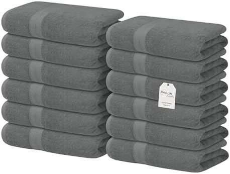 Avalon Towels Luxury Washcloths Premium Cotton 12-Piece Set