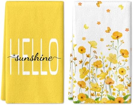 LIOQUN Yellow Flower Hand Towels Soft Durable 18x26