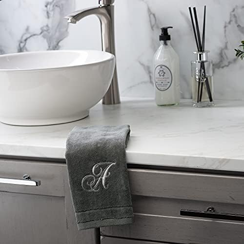 Monogrammed Towels Fingertip Silver Embroidered Towel Personalized Gift
