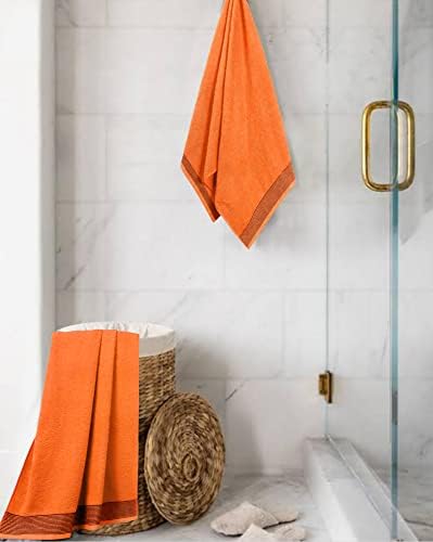 Belizzi Home Ultra Soft 2-Pack Cotton Bath Towels Soft Durable Orange