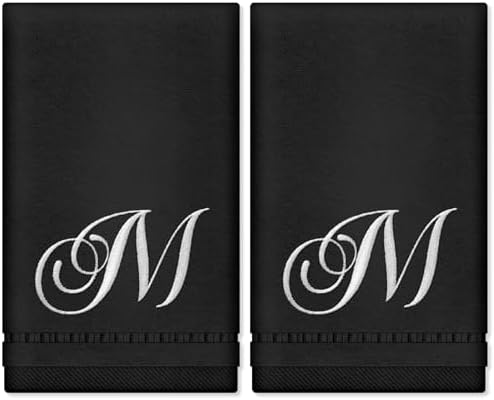 KLL Monogrammed Towels Set - 11x18 Inch Fingertip Embroidered Towels for Bathroom