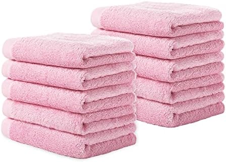 Yoofoss Luxury Washcloths 10 Pack - 10 x 10 Pink