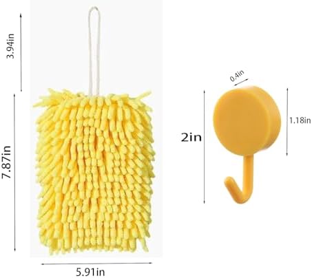 2-Piece Yellow and Pink Microfiber Hand Towels with Hanging Loops