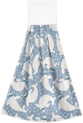 White Cartoon Sea Lion Hand Towels