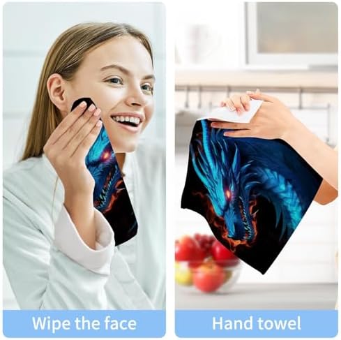YETTASBIN Dragon Washcloths 2 Pack Soft Absorbent Cotton Towels