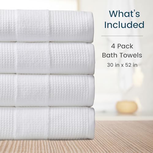 Aire Raine 100 Cotton Waffle Bath Towels Set - 4