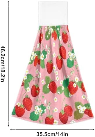 Cute Strawberry Pink Kitchen Hand Towels Set of 2