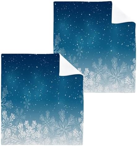 Blue Christmas Snowflake Washcloths 2 Pack
