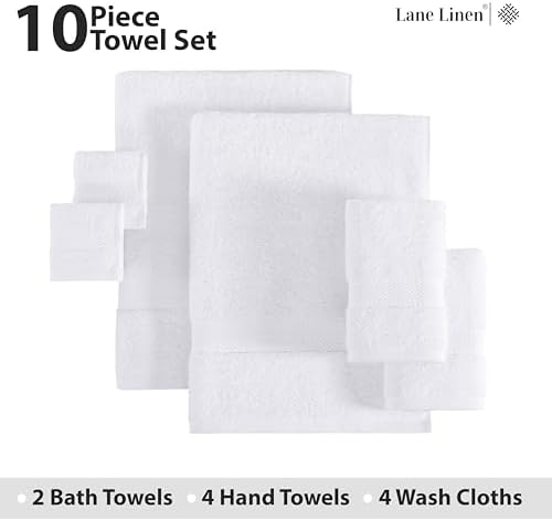 10-Piece White Bath Towels Set
