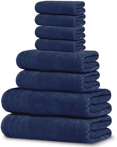Tens Towels Pack of 8 Navy Set
