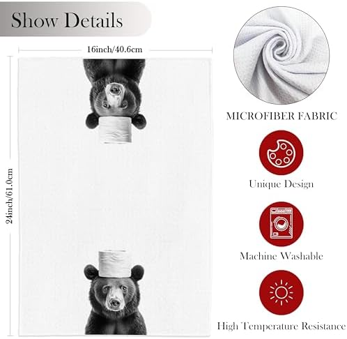 Funny Bear Hand Towels for the Bathroom 2 Piece Set