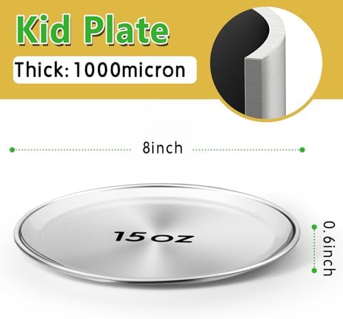 Sturdy Stainless Steel Plates for Toddlers - Camping Everyday Use