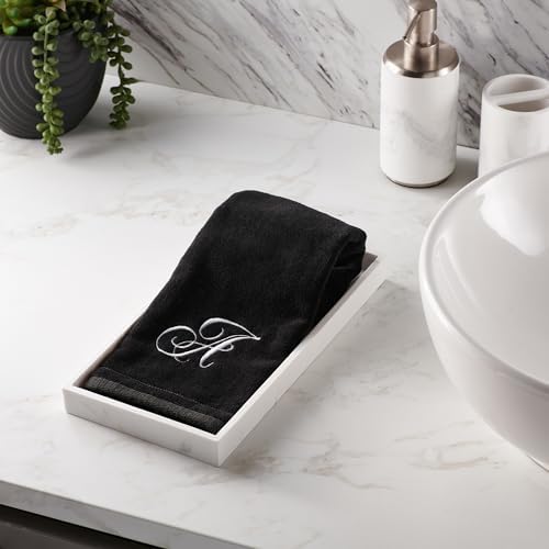 Personalized Monogram Fingertip Towels Set of 2 Black