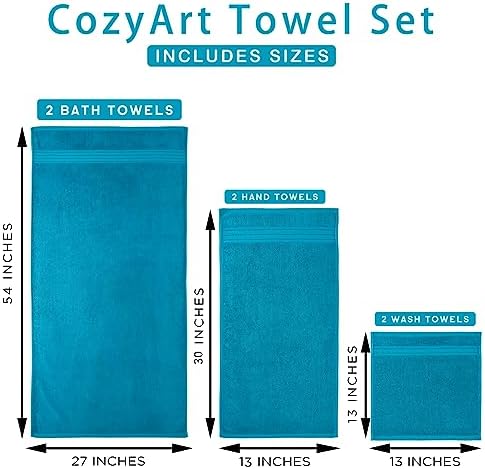 6-Pack Luxury Turkish Cotton Bath Towels for Soft Durable Use