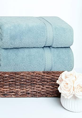 Luxury Ultra Soft Cotton Bath Towels - 35x70 inches Machine Washable Light Blue
