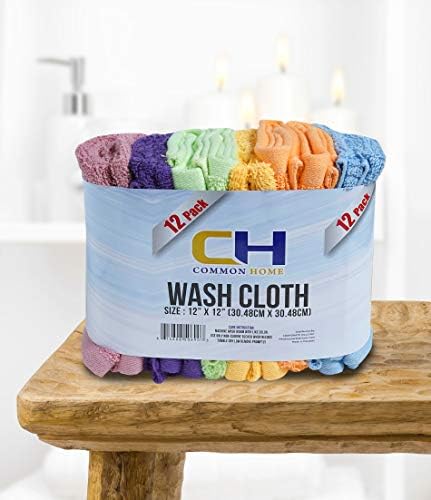 100 Cotton 12x12 Washcloths Ultra Soft Pack of 12
