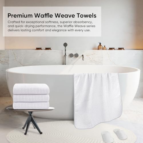 HOMEXCEL Waffle Bath Towels 2 Pack Ultra Soft Quick Dry